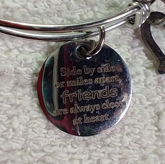 Vintage Jewelry - Silvertone adjustable friends bracelet side by side or far apart friends are....